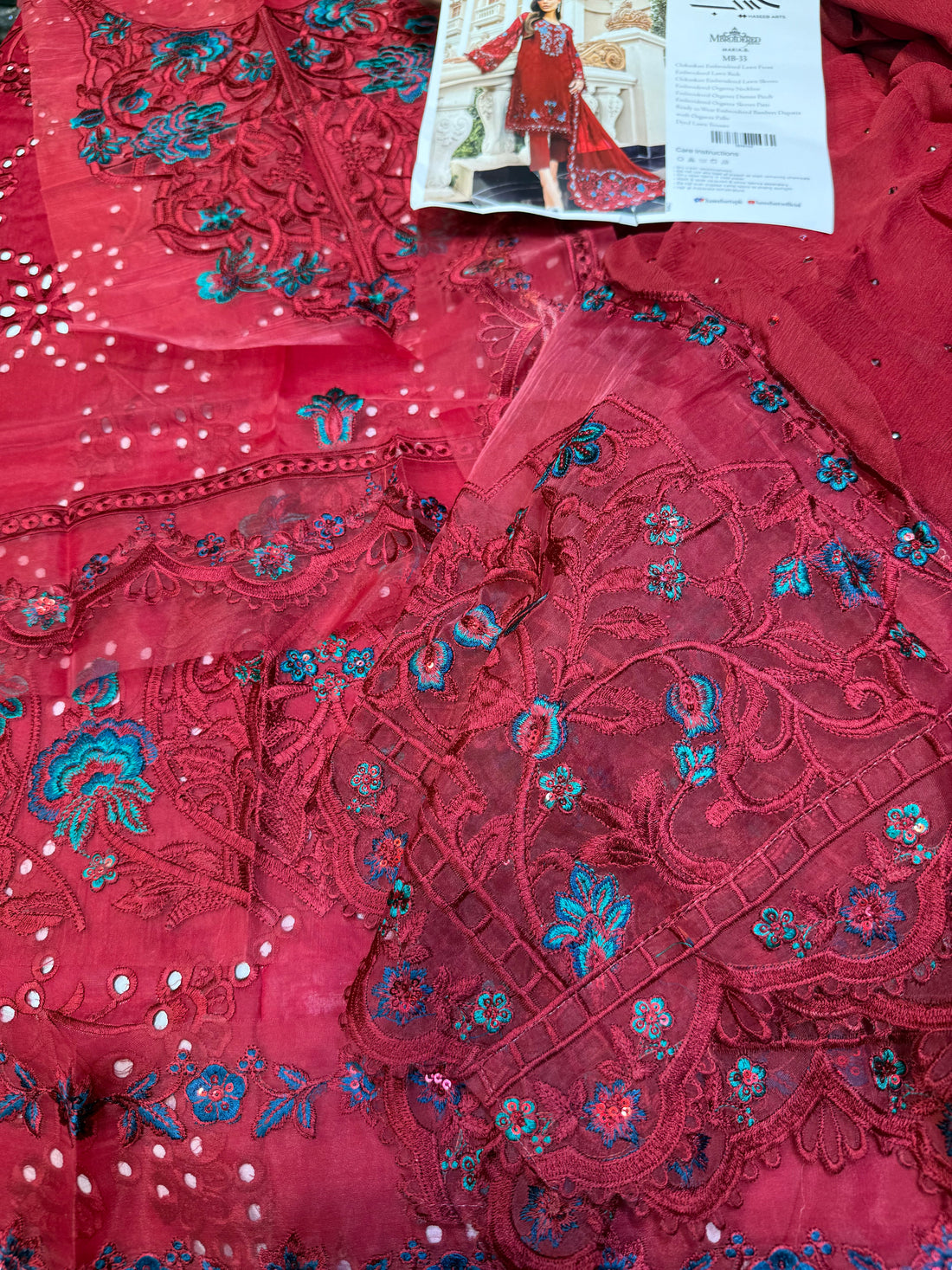 MARIA.B MB 33 MEHROON LAWN 3PC