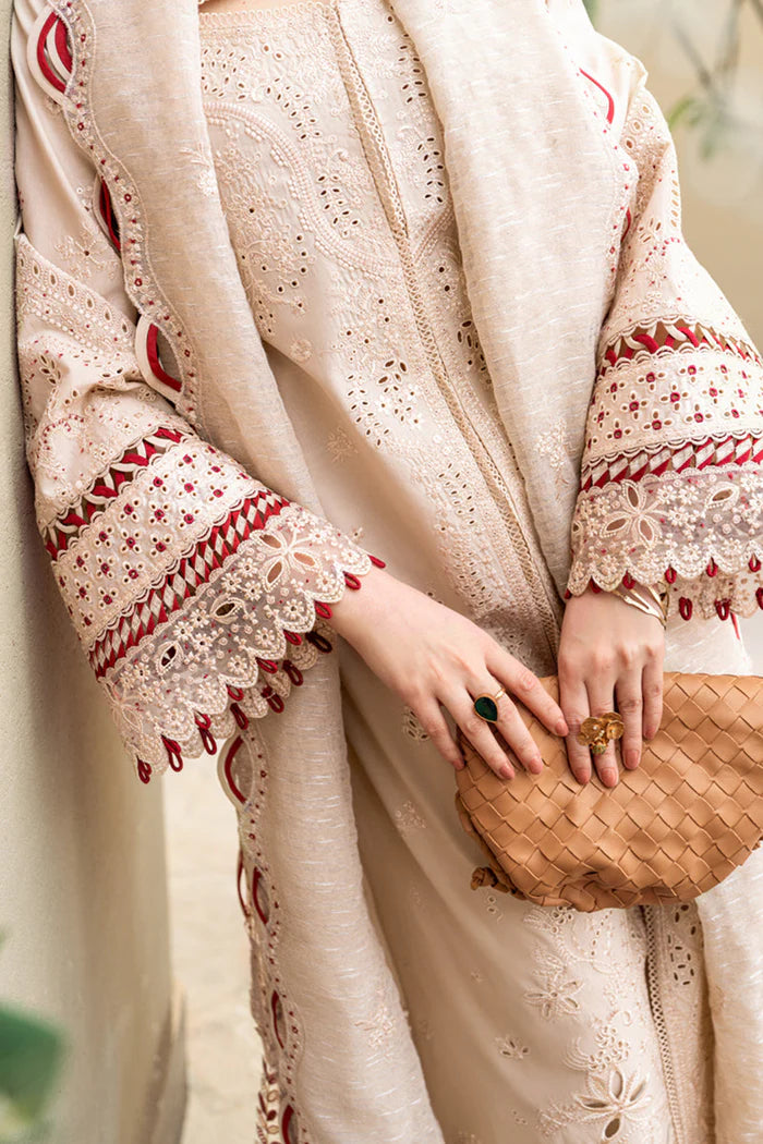 Qalamkar Embroidered Lawn 3pc with Embroidered Slub Net dupatta-GA2028